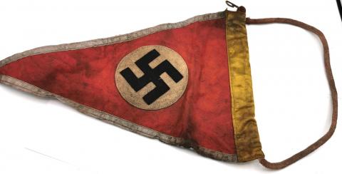 WW2 GERMAN NAZI NSDAP CAR PENNANT FLAG THIRD REICH PARADE SWASTIKA ORIGINAL
