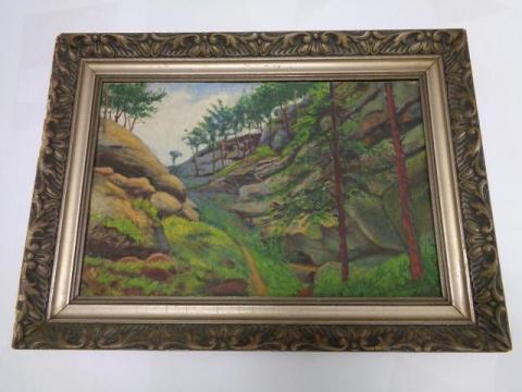WW2 GERMAN NAZI ORIGINAL OIL PAINTING STOLEN BY THE NAZIS AND SENT BACK TO THE OWNER AFTER THE WAR - STAMPED - ORIGINAL AUCTION WWII MILITARIA