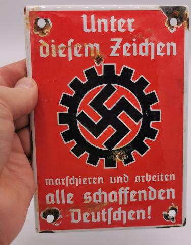 WW2 GERMAN NAZI RAD DAF WALL SIGN SWASTIKA THIRD REICH NSDAP Deutsche Arbeitsfront