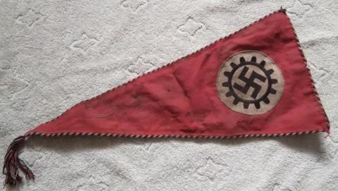 WW2 GERMAN NAZI RARE 45CM RAD DAF CAR PENNANT FLAG WEHRMACHT SWASTIKA