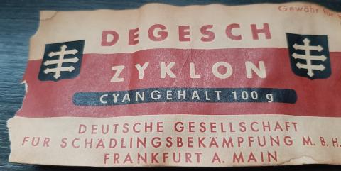 CONCENTRATION CAMP AUSCHWITZ ZYKLON B CANISTER LABEL ORIGINAL HOLOCAUST ARTIFACT JUIF JEW JEWISH JOOD