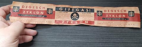 CONCENTRATION CAMP AUSCHWITZ ZYKLON B CANISTER LABEL ORIGINAL HOLOCAUST ARTIFACT JUIF JEW JEWISH JOOD