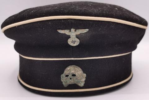 WW2 GERMAN NAZI RARE EARLY WAFFEN SS ALLGEMEINE 30S KRATCHEN CAP WITH EARLY SKULL AND INSIGNIAS, MARKED
