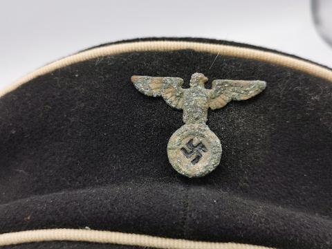 WW2 GERMAN NAZI RARE EARLY WAFFEN SS ALLGEMEINE 30S KRATCHEN CAP WITH EARLY SKULL AND INSIGNIAS, MARKED
