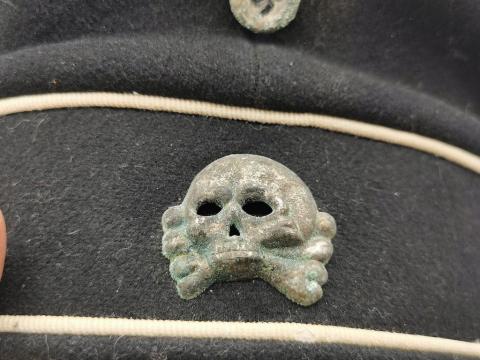 WW2 GERMAN NAZI RARE EARLY WAFFEN SS ALLGEMEINE 30S KRATCHEN CAP WITH EARLY SKULL AND INSIGNIAS, MARKED