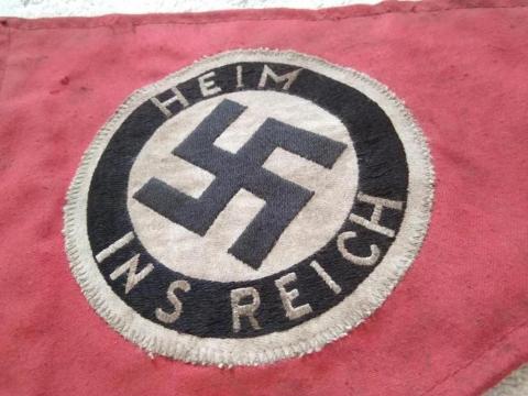 WW2 GERMAN NAZI Heim Ins Reich pennant car flag ADOLF HITLER NSDAP ORIGINAL FOR SALE
