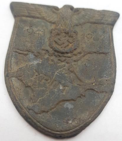 WW2 GERMAN NAZI RARE KRIM SHIELD BADGE AWARD WEHRMACHT WAFFEN SS BATTLEFIELD UNIFORM TUNIC PATCH