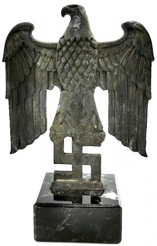 WW2 GERMAN NAZI RARE NSDAP ADMINISTRATION ADOLF HITLER DESKTOP BRASS EAGLE ON MARBLE BASE