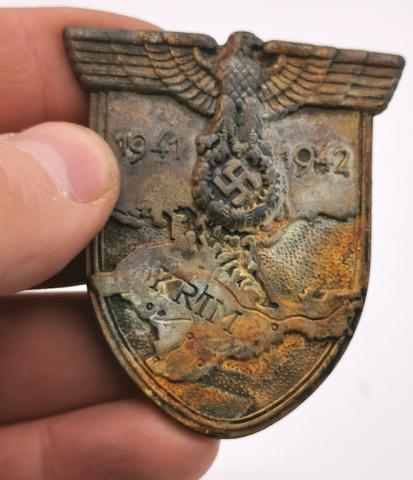 WW2 WWII GERMAN NAZI ORIGINAL KRIM SHIELD MEDAL BADGE AWARD 1941 1942 CAMPAIGN