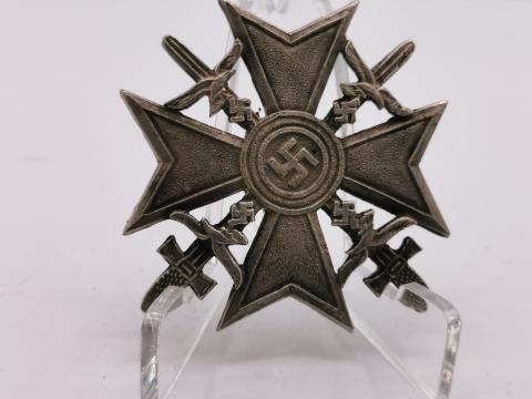 WW2 GERMAN NAZI SPANISH MERIT CROSS SILVER MEDAL BADGE AWARD RZM GES. GESCH.