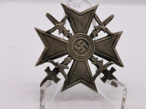 WW2 GERMAN NAZI SPANISH MERIT CROSS SILVER MEDAL BADGE AWARD RZM GES. GESCH.