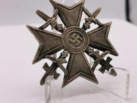 WW2 GERMAN NAZI SPANISH MERIT CROSS SILVER MEDAL BADGE AWARD RZM GES. GESCH.