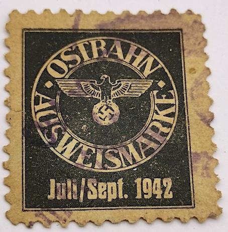 WW2 GERMAN NAZI RARE THIRD REICH ORIGINAL STAMP LETTER FELDPOST ostrahn ausweismarke 1942