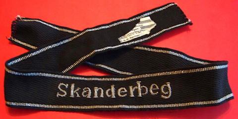 WW2 GERMAN NAZI WAFFEN SS 12TH MOUNTAIN DIVISION TUNIC REMOVED CUFF TITLE SKANDERBEG RZM TAG TOTENKOPF CUFF TITLE