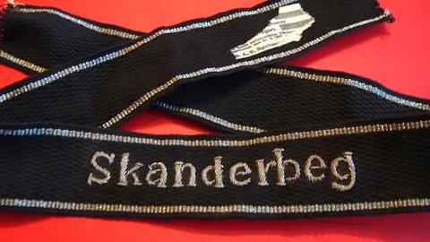 WW2 GERMAN NAZI WAFFEN SS 12TH MOUNTAIN DIVISION TUNIC REMOVED CUFF TITLE SKANDERBEG RZM TAG TOTENKOPF CUFF TITLE