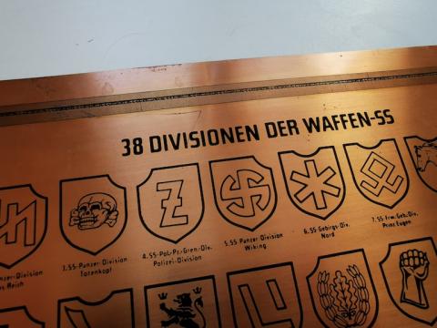 WW2 GERMAN NAZI RARE WAFFEN SS DIVISIONS PLATE SIGN PANZER TOTENKOPF WIKING LSSAH VETERAN ORIGINAL