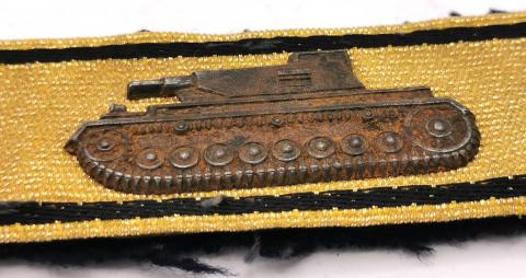 WW2 GERMAN NAZI WAFFEN SS WEHRMACHT PANZER TANK DESTRUCTION PATCH BADGE IN GOLD TUNIC UNIFORM SLEEVE