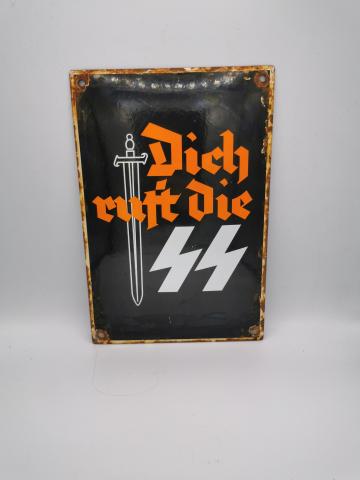 WW2 GERMAN NAZI SIGN RECRUITMENT WAFFEN SS "Dich ruft die ss" TOTENKOPF POSTER ORIGINAL
