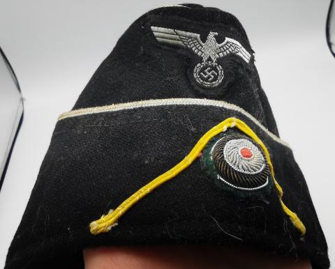 WW2 GERMAN NAZI WEHRMACHT PANZER GRENADIER CAP ORIGINAL FOR SALE SELL MILITARY DEALER OFFICER OVERSEAS CAP HEADGEAR 