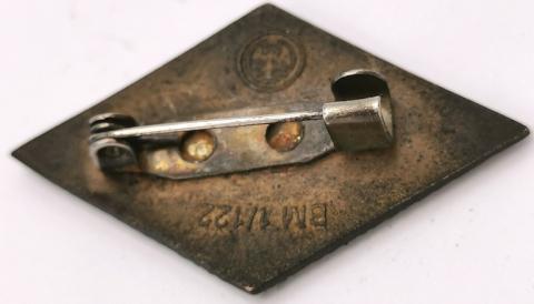 WW2 GERMAN NAZI RELIC GROUND DUG FOUND HJ HITLER YOUTH PIN IN SILVER BY RZM BM1/122 HITLERJUGEND BADGE DJ