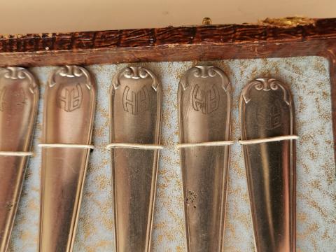 WW2 GERMAN NAZI ADOLF HITLER PERSONAL CUTLERY CASE SPOON KNIFE FORK AH MONOGRAM ORIGINAL FOR SALE