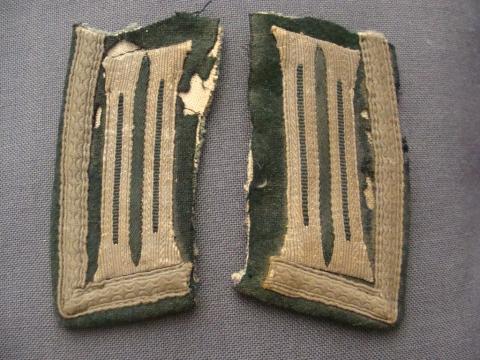 WW2 GERMAN NAZI USA VET SOUVENIR BATTLEFIELD TUNIC REMOVED COLLAR TAB SET + SLEEVE PATCH FROM A COMMUNICATION OFFICER OF THE ARMORED FORCES