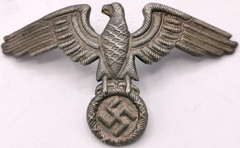 WW2 GERMAN NAZI ORIGINAL METAL EAGLE INSIGNIA VISOR CAP EARLY ASSMANN HEADGEAR SS NSKK