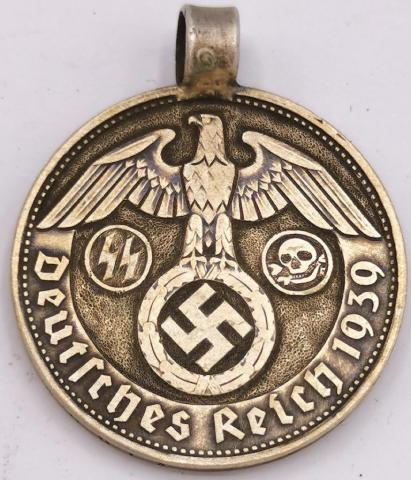 WW2 GERMAN NAZI WAFFEN SS TOTENKOPF EARLY PANZER MEDAL AWARD SKULL
