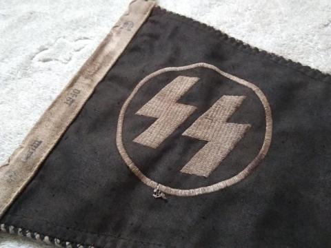 WW2 GERMAN NAZI WAFFEN SS CAR FLAG PENNANT RZM TOTENKOPF PANZER ALLGEMEINE SS HIMMLER