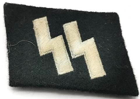 WW2 GERMAN NAZI WAFFEN SS NCO COLLAR TAB TUNIC REMOVED UNIFORM INSIGNIA