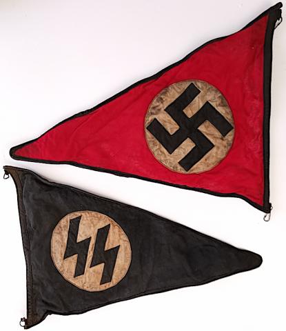 WW2 GERMAN NAZI WAFFEN SS ORIGINAL FOR SALE PARADE CAR PENNANT FLAGS SS RUNES NSDAP SWASTIKA WW2 GERMAN NAZI WAFFEN SS ORIGINAL FOR SALE PARADE CAR PENNANT FLAGS SS RUNES NSDAP SWASTIKA