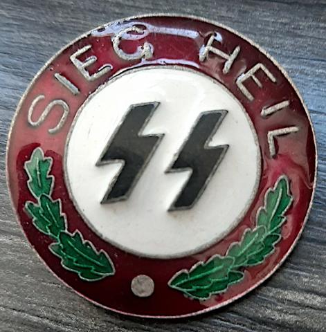 WW2 GERMAN NAZI WAFFEN SS SIEG HEIL ENAMEL RZM PIN SS PARTISANS