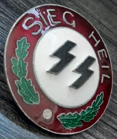 WW2 GERMAN NAZI WAFFEN SS SIEG HEIL ENAMEL RZM PIN SS PARTISANS