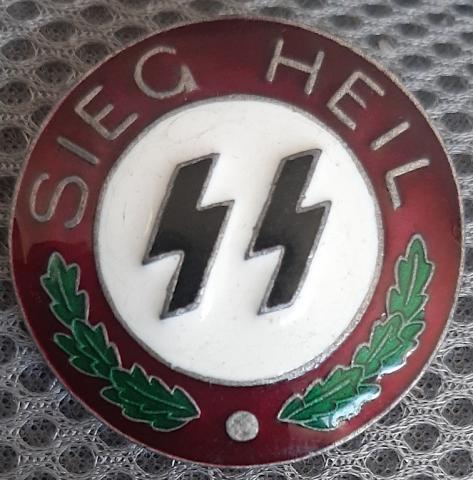 WW2 GERMAN NAZI WAFFEN SS SIEG HEIL ENAMEL RZM PIN SS PARTISANS