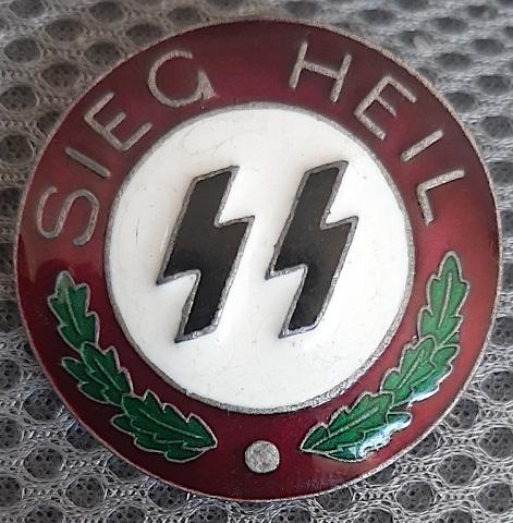 WW2 GERMAN NAZI WAFFEN SS SIEG HEIL ENAMEL RZM PIN SS PARTISANS