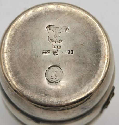 WW2 GERMAN NAZI WAFFEN SS SILVER CUP RZM SILVERWARE III REICH HITLER ORIGINAL SHOP