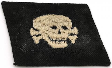 WW2 GERMAN NAZI WAFFEN SS TOTENKOPF CONCENTRATION CAMP GUARDS NCO COLLAR TAB SKULL SS