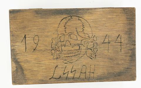 WAFFEN SS TOTENKOPF LSSAH 1st SS Panzer Division Leibstandarte SS Adolf Hitler WOODEN CASE ENGRAVED