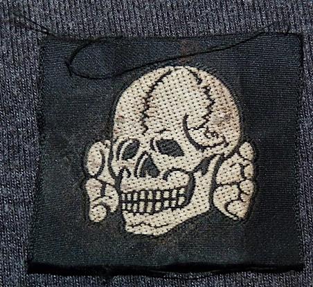 WW2 GERMAN NAZI WAFFEN SS TOTENKOPF M43 CAP SKULL CLOTH INSIGNIA BEVO NCO PATCH TISSUS 