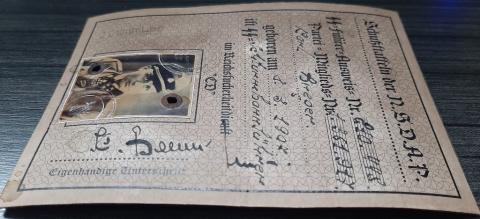 WW2 GERMAN NAZI ORIGNAL WAFFEN SS TOTENKOPF OFFICER AUSWEIS ID STAMPED SIGNED PHOTO