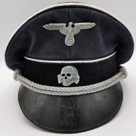 WAFFEN SS TOTENKOPF OFFICER VISOR CAP SKULL EAGLE INSIGNIAS ORIGINAL FOR SALE