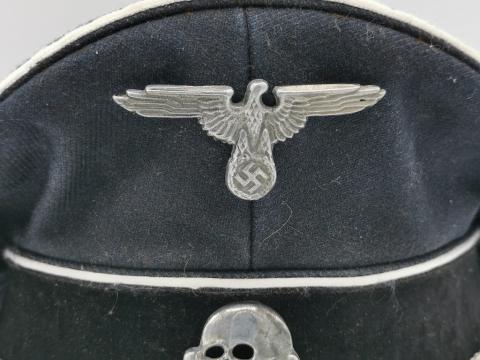 WW2 GERMAN NAZI WAFFEN SS TOTENKOPF OFFICER VISOR CAP SKULL EAGLE INSIGNIAS ORIGINAL FOR SALE