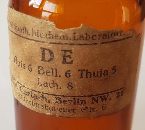 WW2 GERMAN NAZI PERVITIN DRUG WEHRMACHT WAFFEN SS FIELD MEDICINE EMPTY BOTTLE BY DR Kurt Gerlach, Berlin NW. 21.