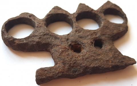 HOLOCAUST CONCENTRATION CAMP STUTTHOF RELIC FOUND WAFFEN SS GUARD OR KAPO Brass knuckles JEW JEWISH JUDE JOOD