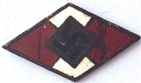 WW2 GERMAN NAZI 1934 HITLER YOUTH ENAMEL MEMBERSHIP BADGE HJ DJ HITLERJUGEND PIN AWARD BY RZM