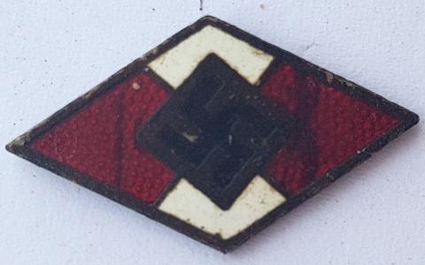 WW2 GERMAN NAZI 1934 HITLER YOUTH ENAMEL MEMBERSHIP BADGE HJ DJ HITLERJUGEND PIN AWARD BY RZM