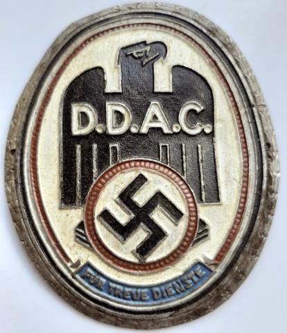 WW2 GERMAN NAZI ALUMINIUM MOTORCYCLE CAR PLATE D.D.A.C MOTORCLUB THIRD REICH DDAC
