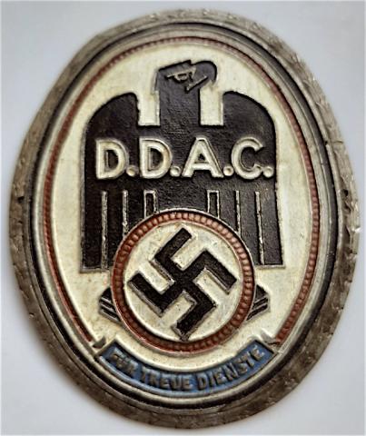 WW2 GERMAN NAZI ALUMINIUM MOTORCYCLE CAR PLATE D.D.A.C MOTORCLUB THIRD REICH DDAC