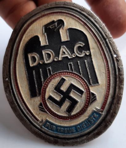 WW2 GERMAN NAZI ALUMINIUM MOTORCYCLE CAR PLATE D.D.A.C MOTORCLUB THIRD REICH DDAC