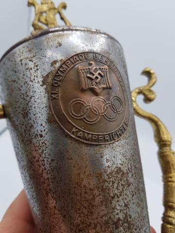 WW2 GERMAN NAZI AMAZING ADOLF HITLER NSDAP BERLIN OLYMPICS 1936 TROPHEE AWARD WITH SWASTIKA